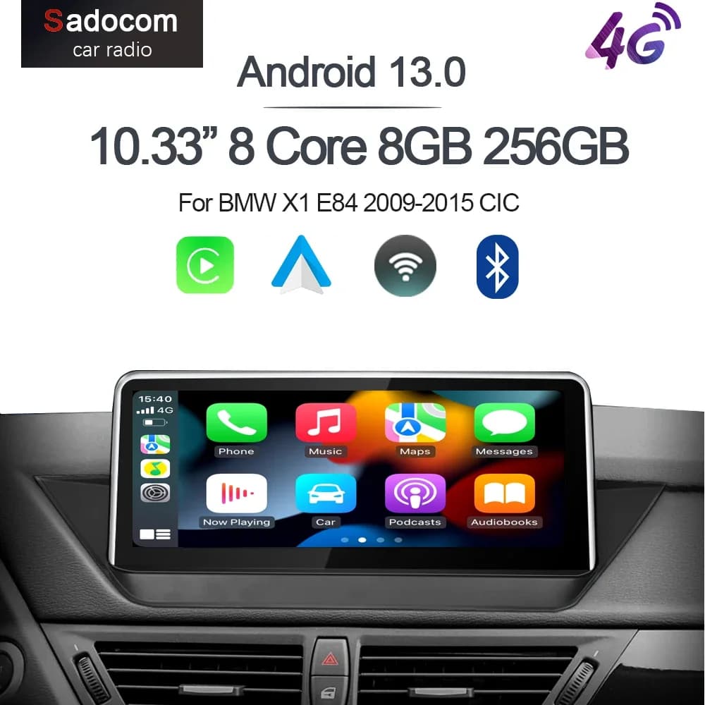 10.33 "Wireless Carplay Android 13 8G + 256G 8Core GPS autoradio lettore multimediale Stereo Wifi per BMW X1 E84 2009-2015 CIC