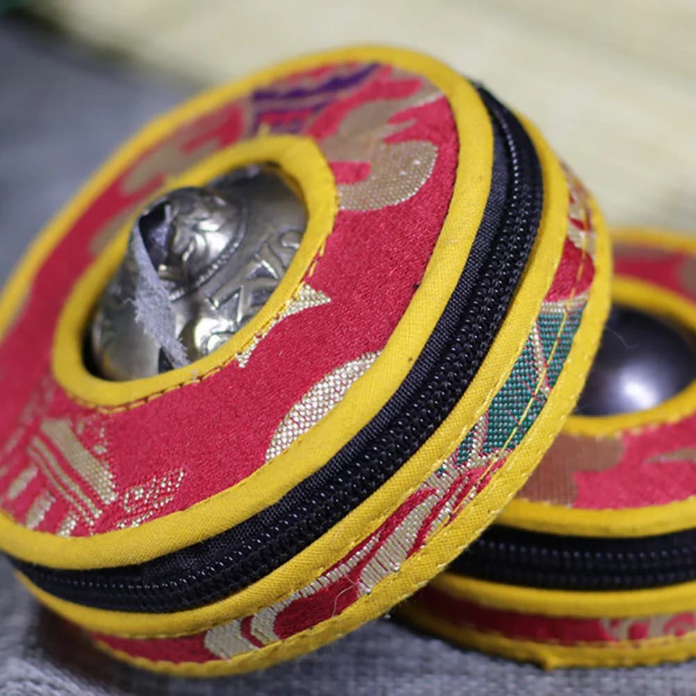 Borsa per campana tibetana Nepal Hand Touch Bell, custodia protettiva premium per campana da meditazione, sacchetto portaoggetti con design tibetano