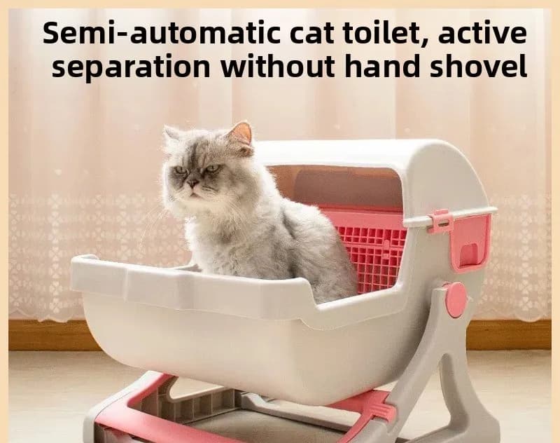 Cat litter box Semi-automatic easy-to-clean cat litter box anti-sand splash cat toilet pet supplies
