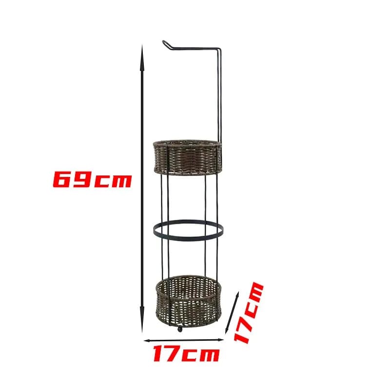 【EFFICIENT】Porta carta igienica indipendente senza trapano in rattan PE e acciaio al carbonio, design portatile per bagno e cucina
