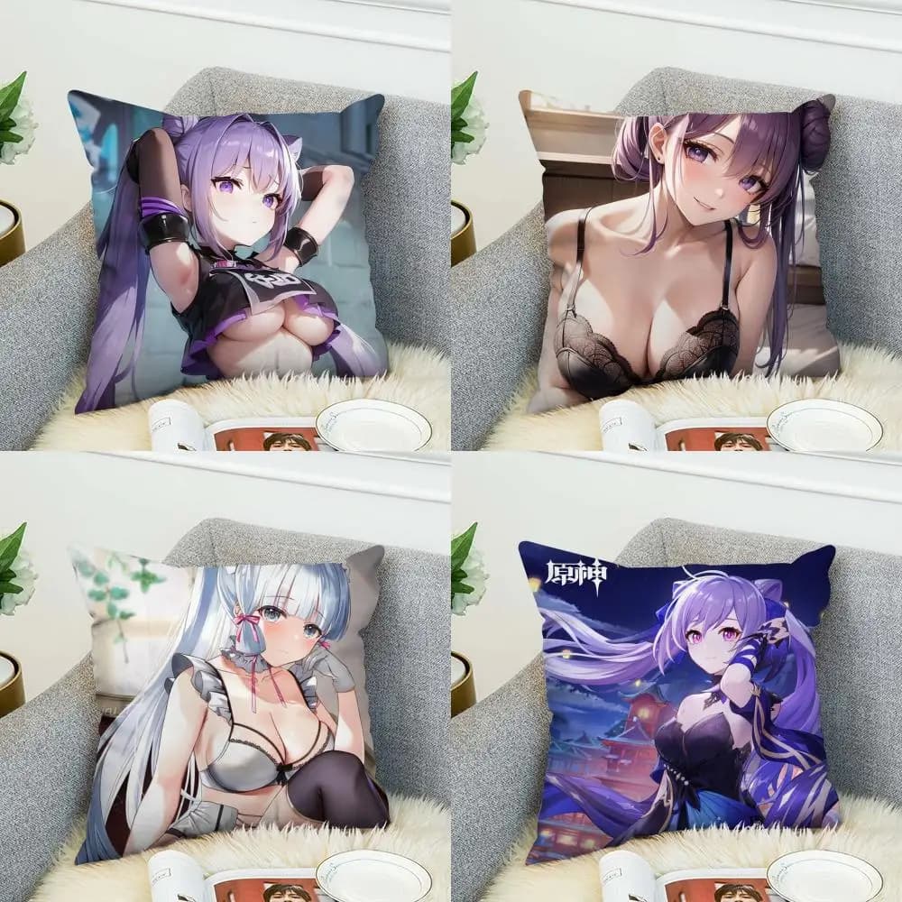 Federa per cuscino Genshin Impact per auto, divano, decorazione per la casa, stampa fronte-retro, copricuscino quadrato in peluche