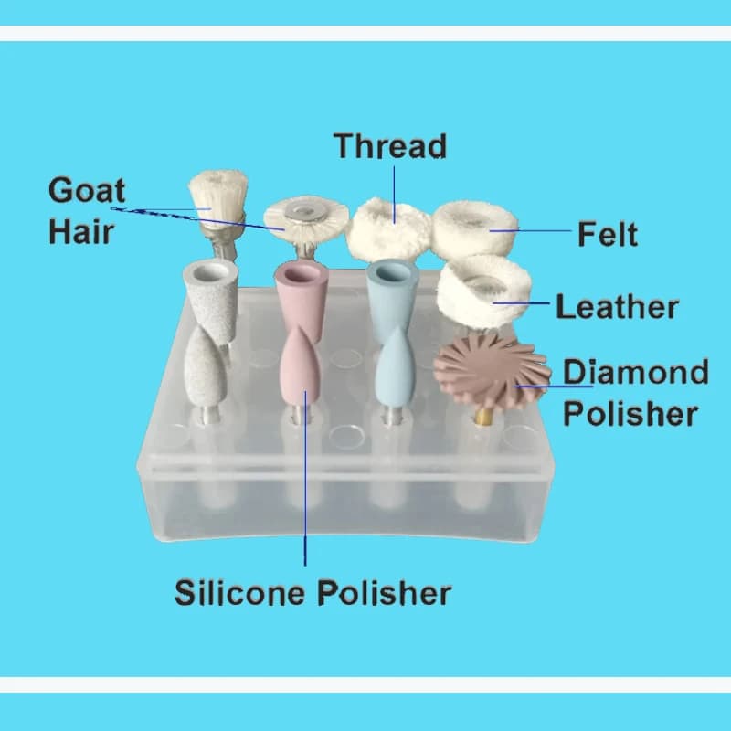 JNSUR Dentist Polisher Kit Composite Resin Rubber Double Layer Polishing Brush Set For Low-Speed Handpiece Dentsitry Instrument