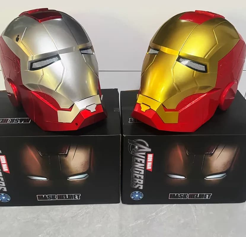 Casco Iron Man MK5 con Apertura e Chiusura Elettrica, Maschera JARVIS Luminosa con Effetti Sonori Touch, Casco Indossabile per Adulti