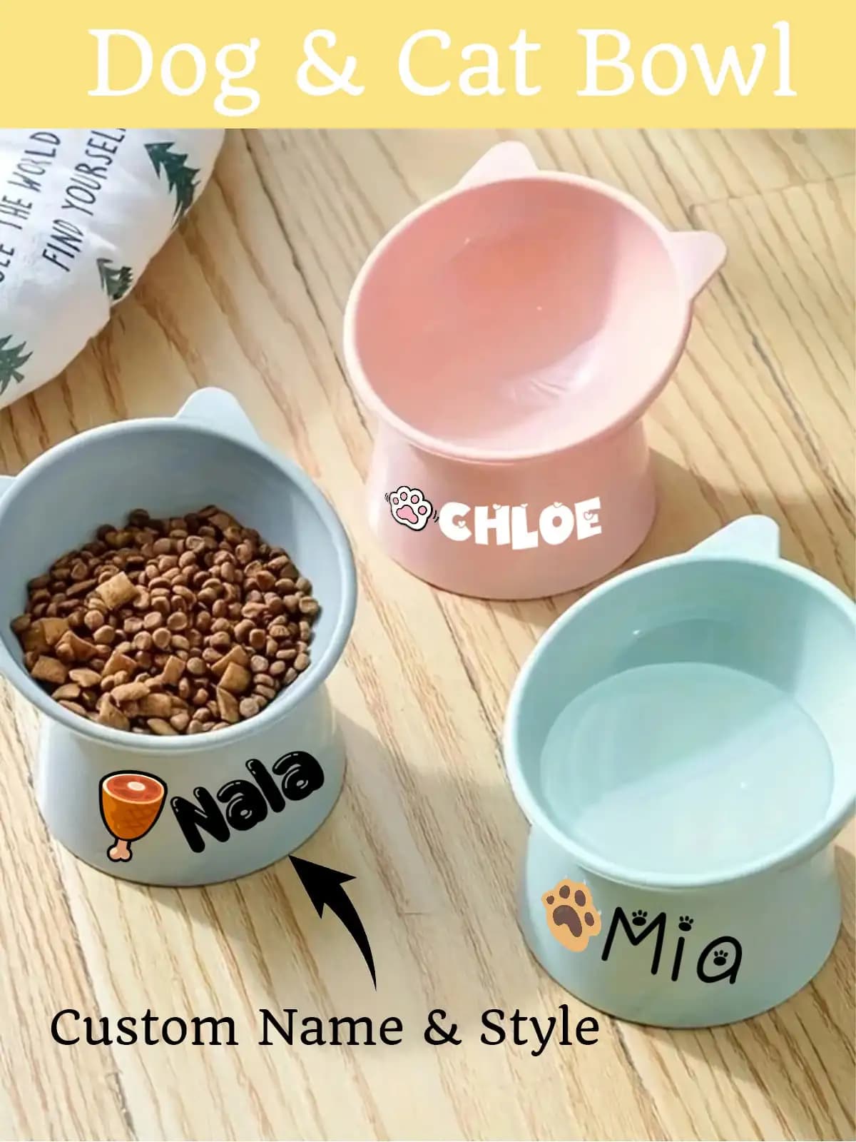 Pratiche Ciotole Rialzate per Cibo e Acqua per Animali Domestici, Resistenti all'Usura, Facili da Lavare, Strumento per l'Alimentazione Domestica degli Animali
