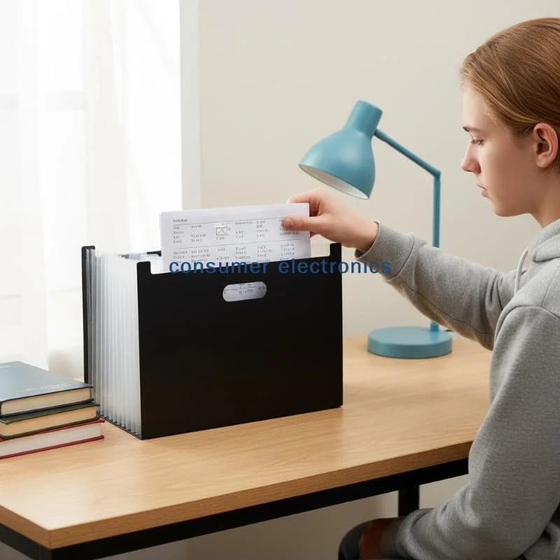 Cartella a Fisarmonica Portatile A4 con Etichette Trasparenti, Organizzatore Espandibile per Documenti, Gestione Scrivania per Archivio Ufficio
