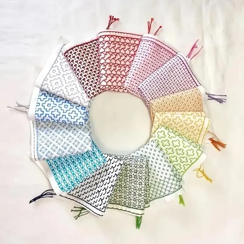 9/32 pezzi filo e aghi tessuto denim kit per ricamo a mano forniture per cucire solubile in acqua sashiko ricamo set per principianti
