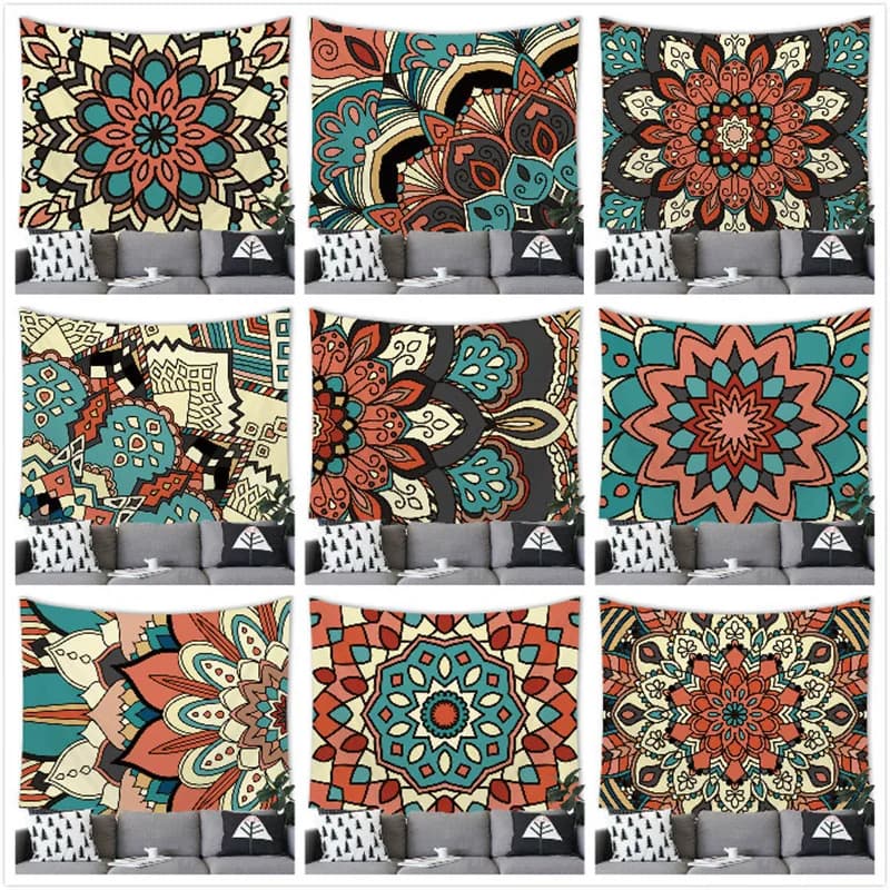 Mantra Geometry digital-printed polyester tapestries living rooms bedrooms macrame wall hanging room decor aesthetic