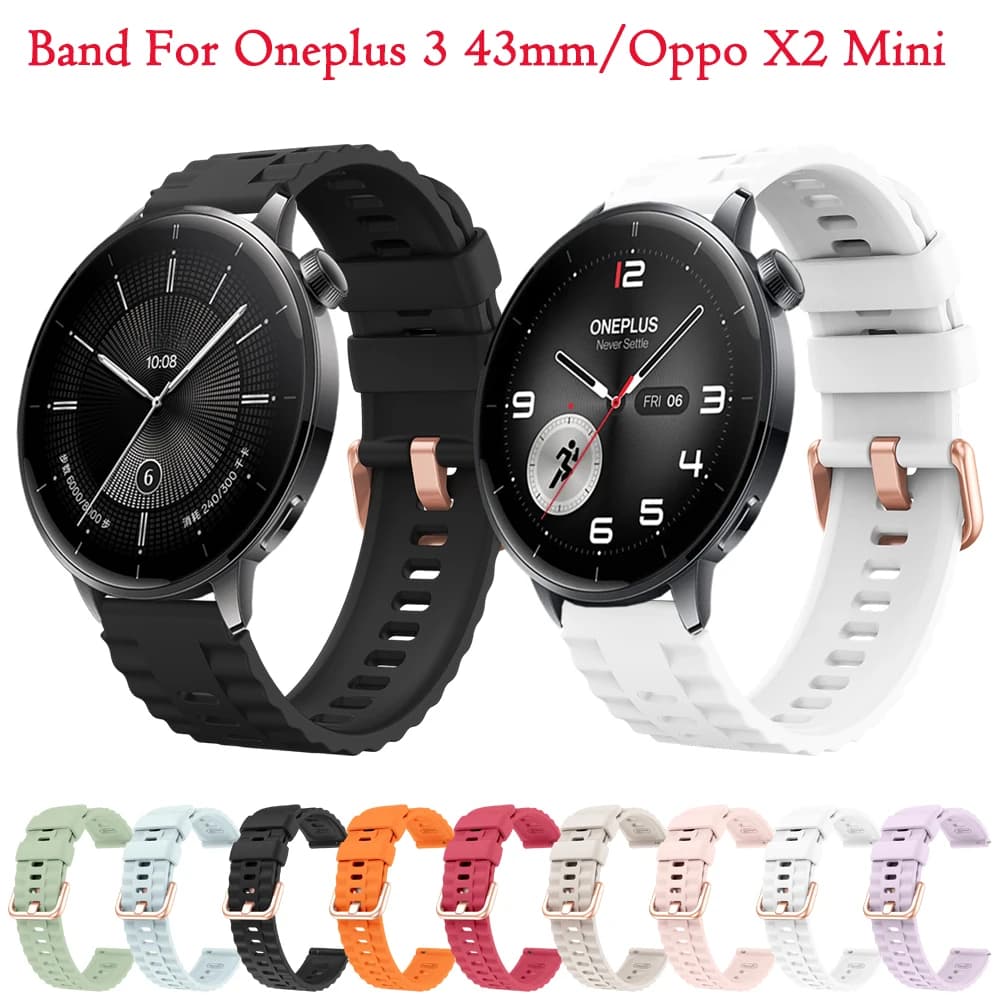 18 mm bracelet for Oppo X2 Mini Oneplus Watch 3 43mm Silicone bracelet for Oneplus Watch 3 43mm Man Woman Silicone watch strap