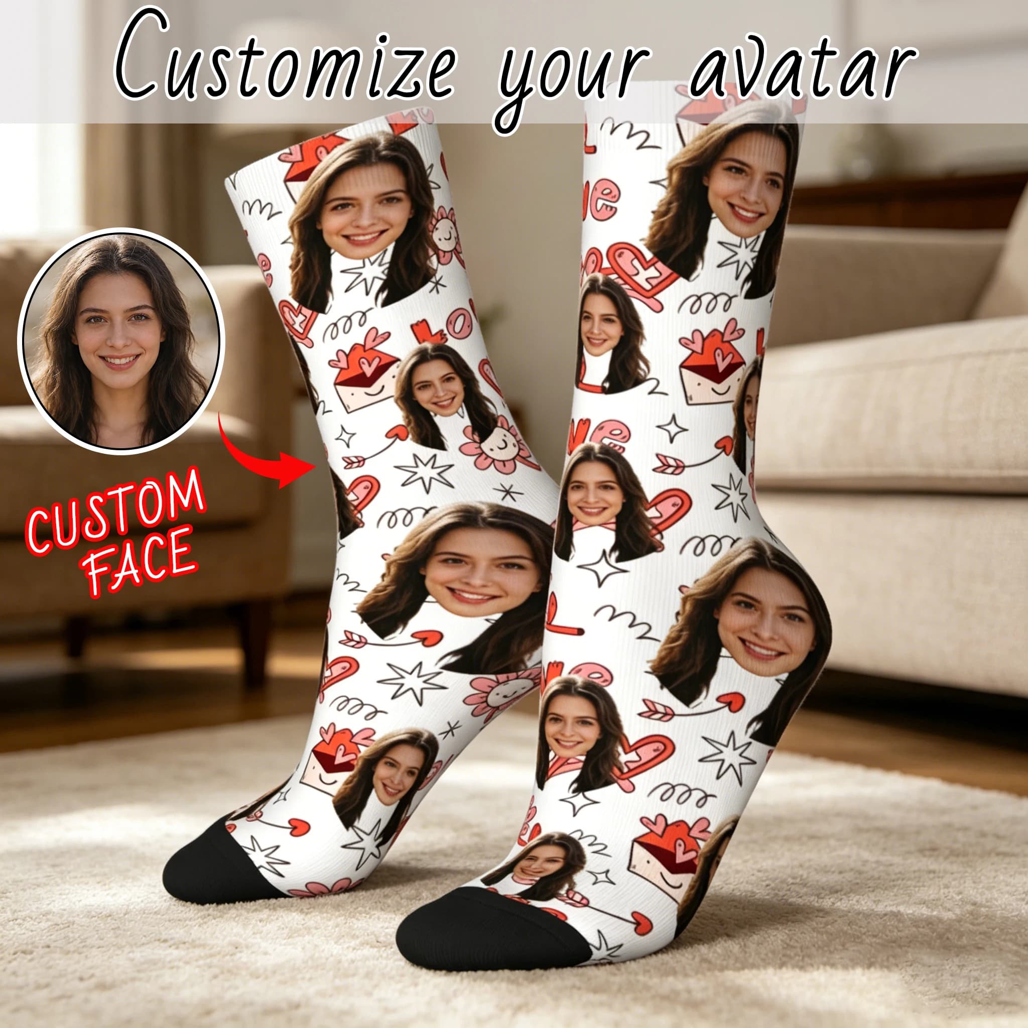 Custom avatar socks for men and women custom photo socks DIY personalized picture socks photo socks personalized gifts