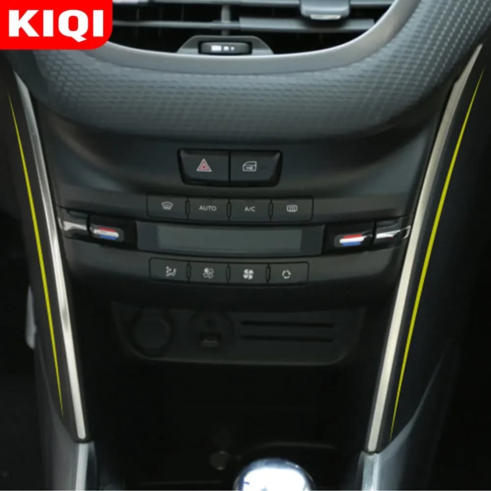 Accessori auto KIQI per Peugeot 2008 2014 2015 2016 2017 2018 2019 centro di controllo rivestimento in acciaio inossidabile rivestimento paillettes laterali