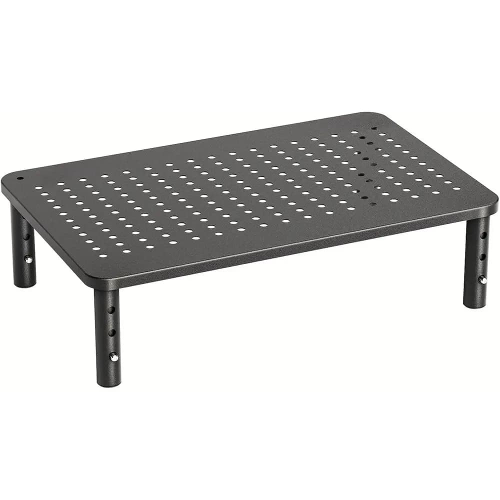 Height-Adjustable Monitor Stand with Air Vents, Laptop and Desk Organizer for 15.6 Devices