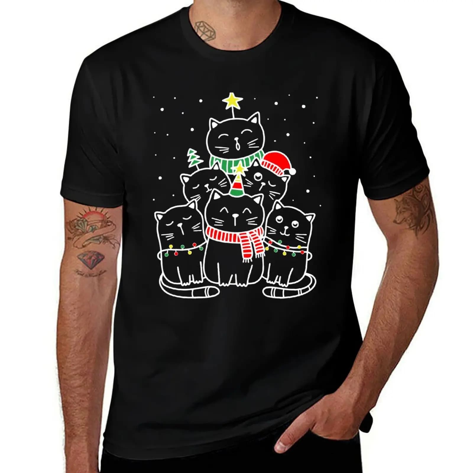 T-shirt Cats Christmas Tree T-shirt a maniche corte per allenamento e performance