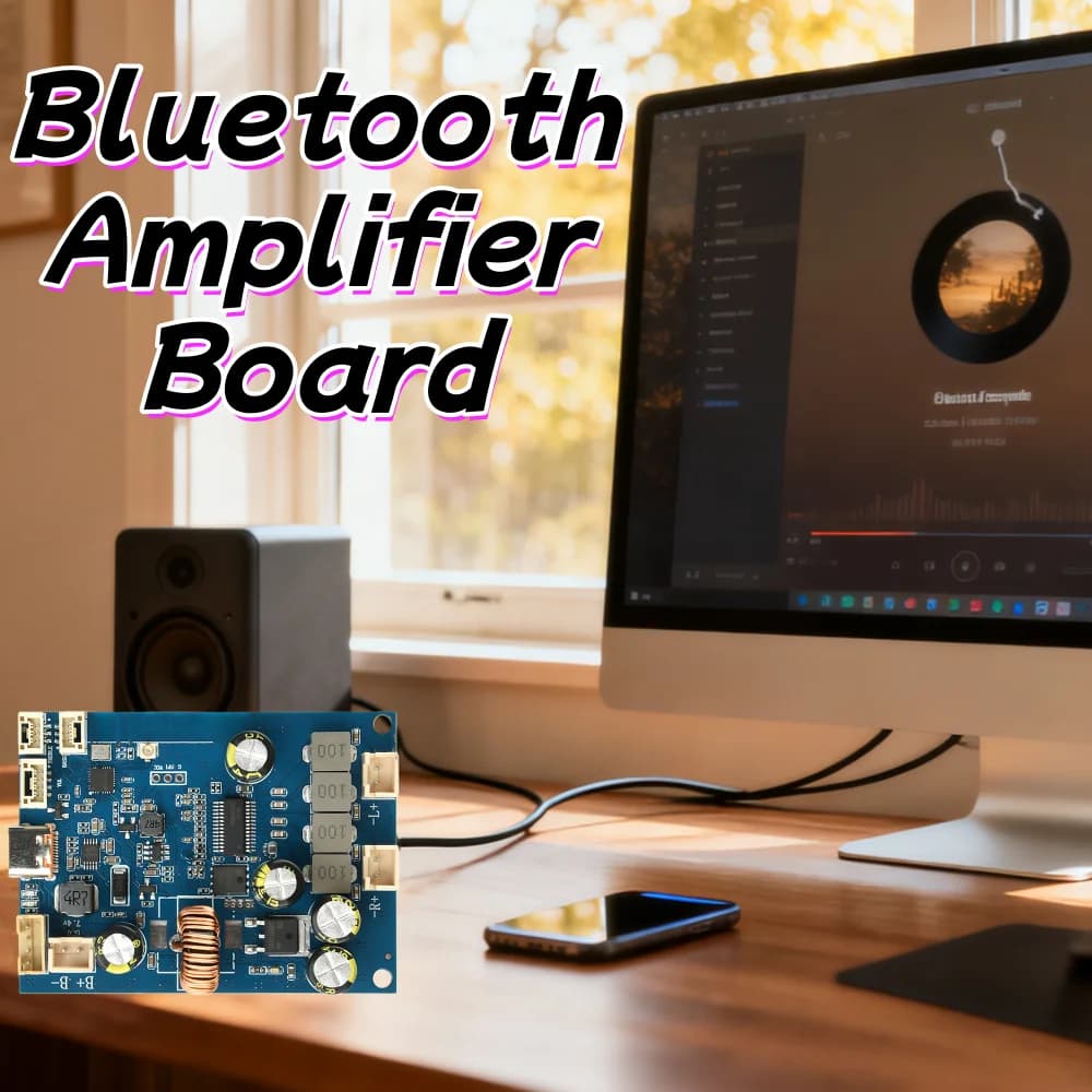 High-Fidelity 2x25W Bluetooth Audio Amplifier With Type-C Encoder Knob PC/App EQ Adjustment RGB/Headphone Jack Expansion Options