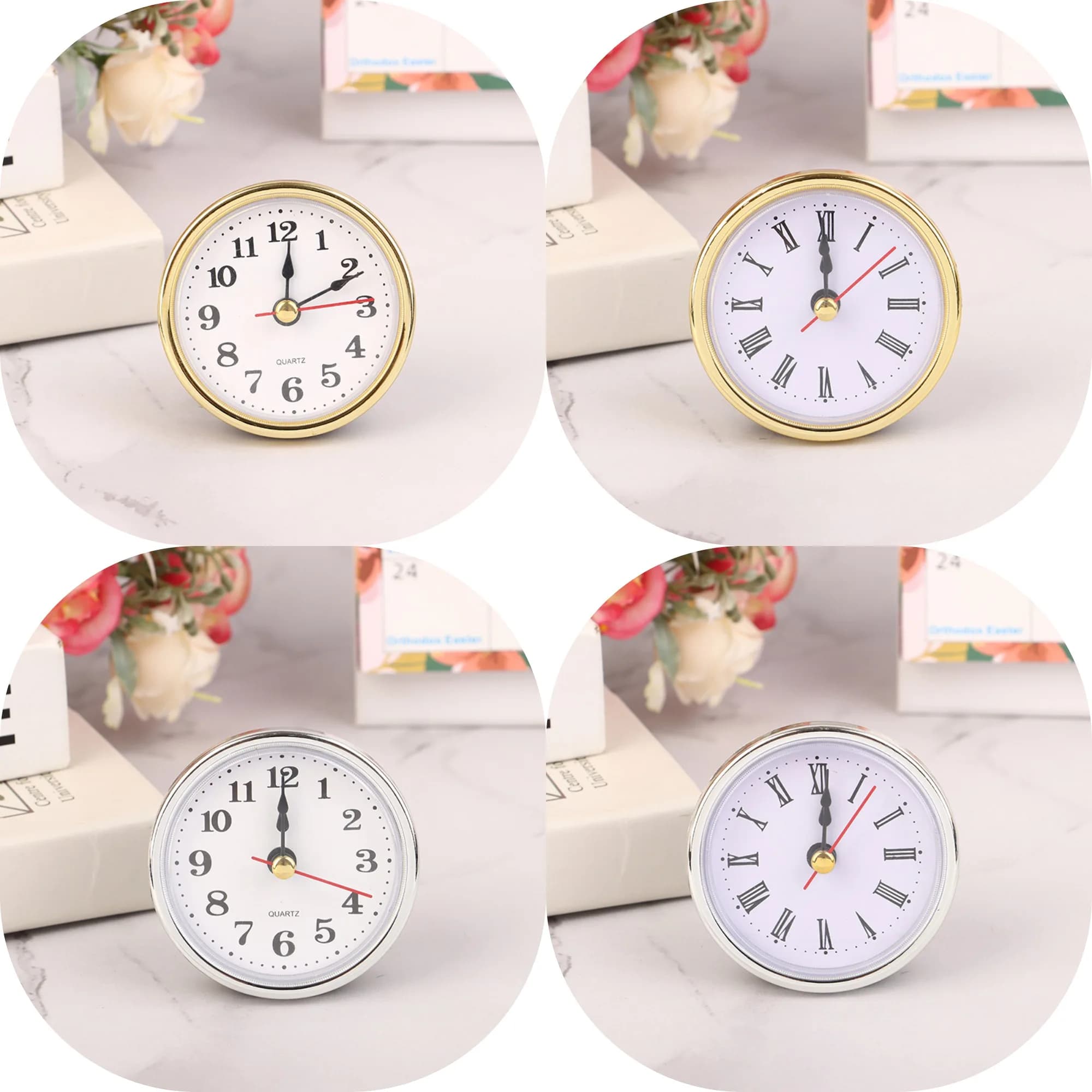 Movement to Quartz for Round Watch with Roman Numerals/Arabi, 2-1/2" (65mm), Part of Replacement Watches