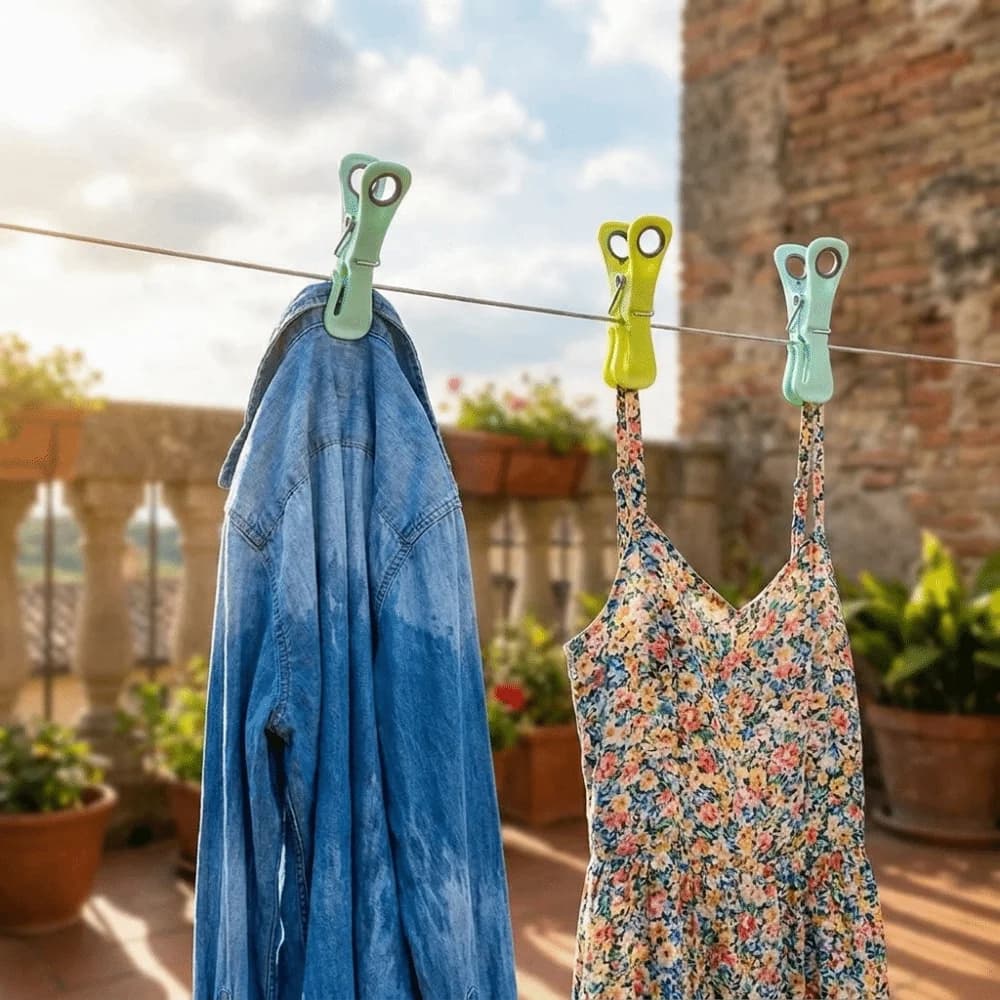 24 Mollette per Bucato in Plastica Antivento, Clip Robuste Antiscivolo Senza Tracce per Appendiabiti
