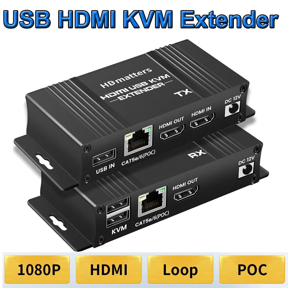 USB HDMI Splitter KVM extender on Ethernet 1080P 4K 60Hz Extender HDMI USB KVM Extender splitter HDMI Loop keyboard mouse