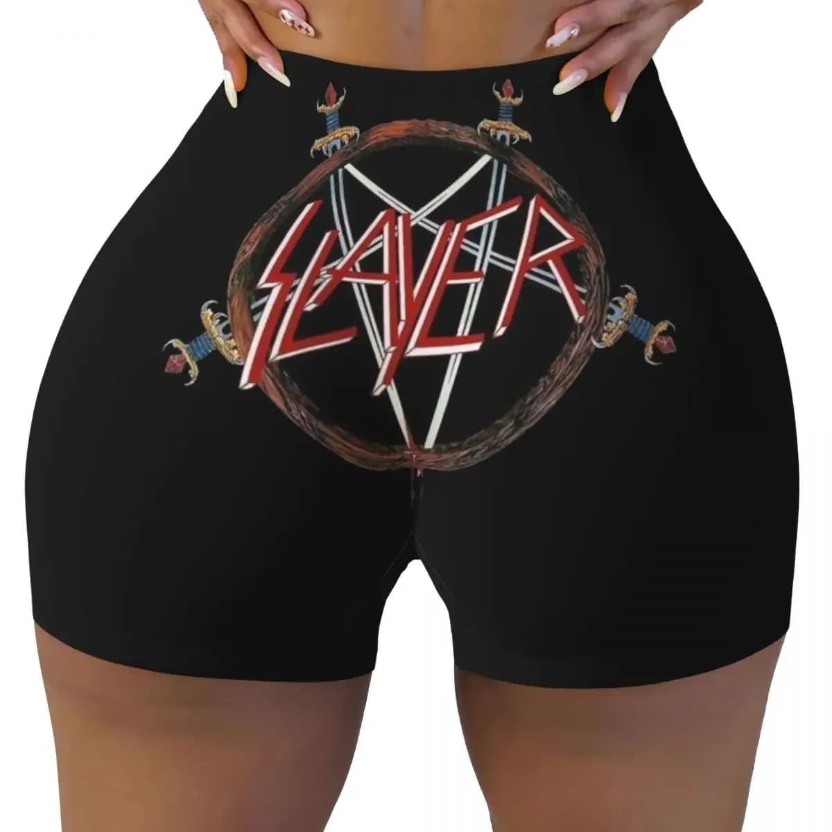 Custom Slayers Logo Yoga Shorts Women Gym Workout Running Athletic Volleyball Biker Shorts