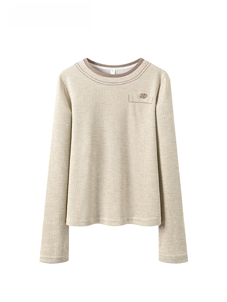 Loose Long Sleeve round Neck T-Shirt Women plus Size Spring New Style Fashionable Top Trendy Fake Two-Piece Casual Knitted Dress
