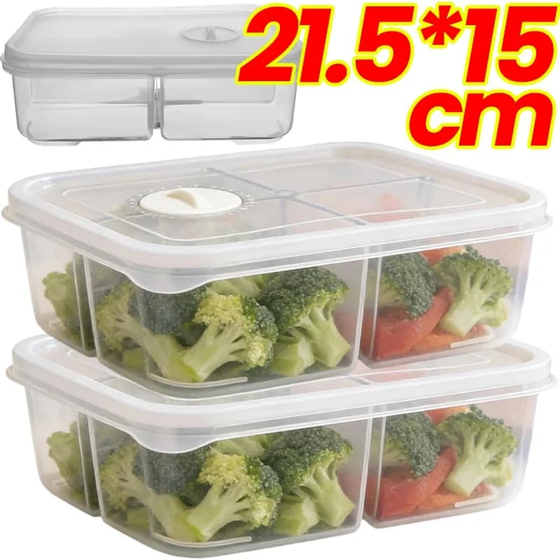 Contenitore per la preparazione dei pasti con divisorio, scatola per la conservazione degli alimenti con coperchio, adatto al congelatore, porta pranzo per cucina, dispensa, campeggio all'aperto, stoviglie