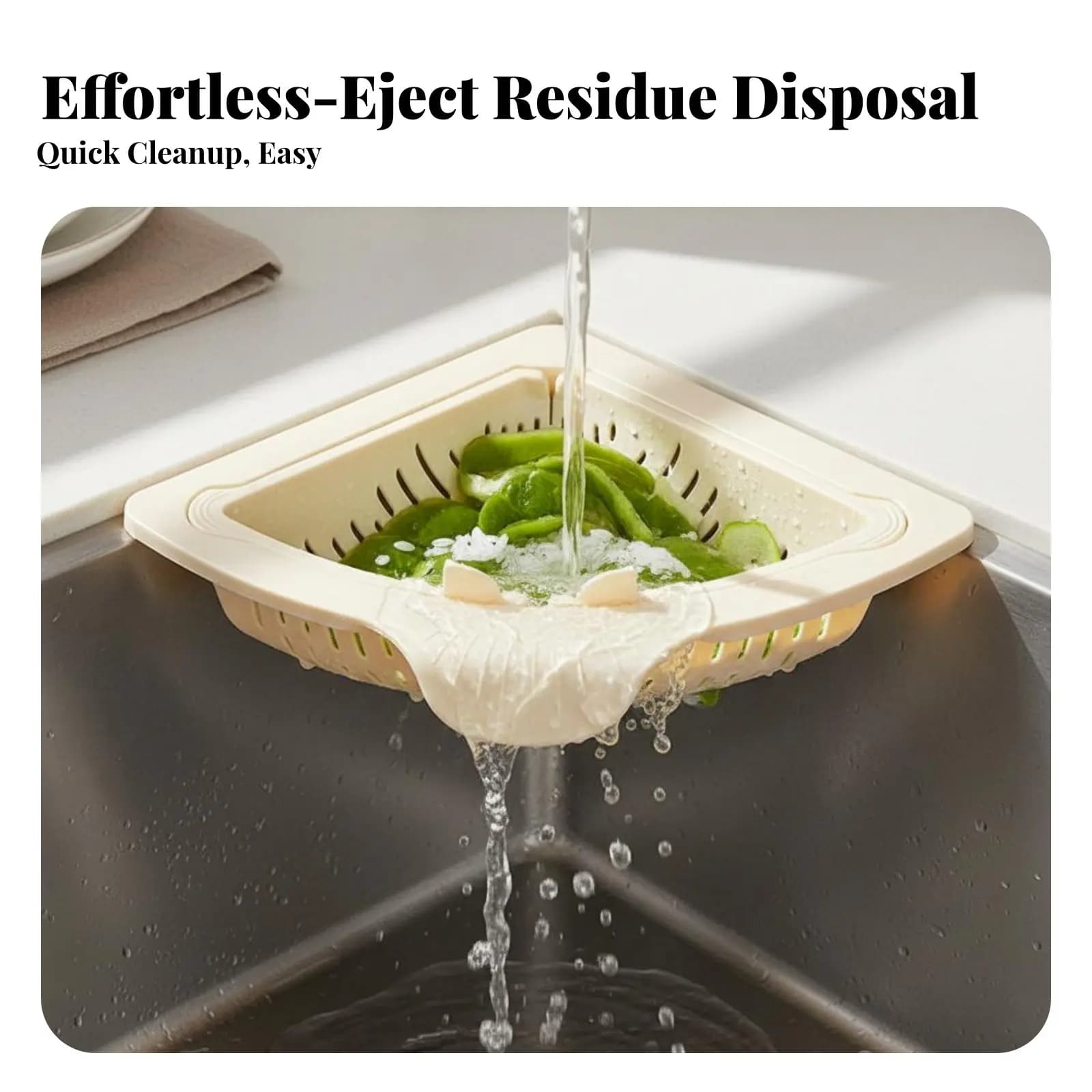 Cestello Adesivo per Lavello con Design Easy-Dump, Raccoglitore di Rifiuti Alimentari per Cucina, Installazione Senza Foratura