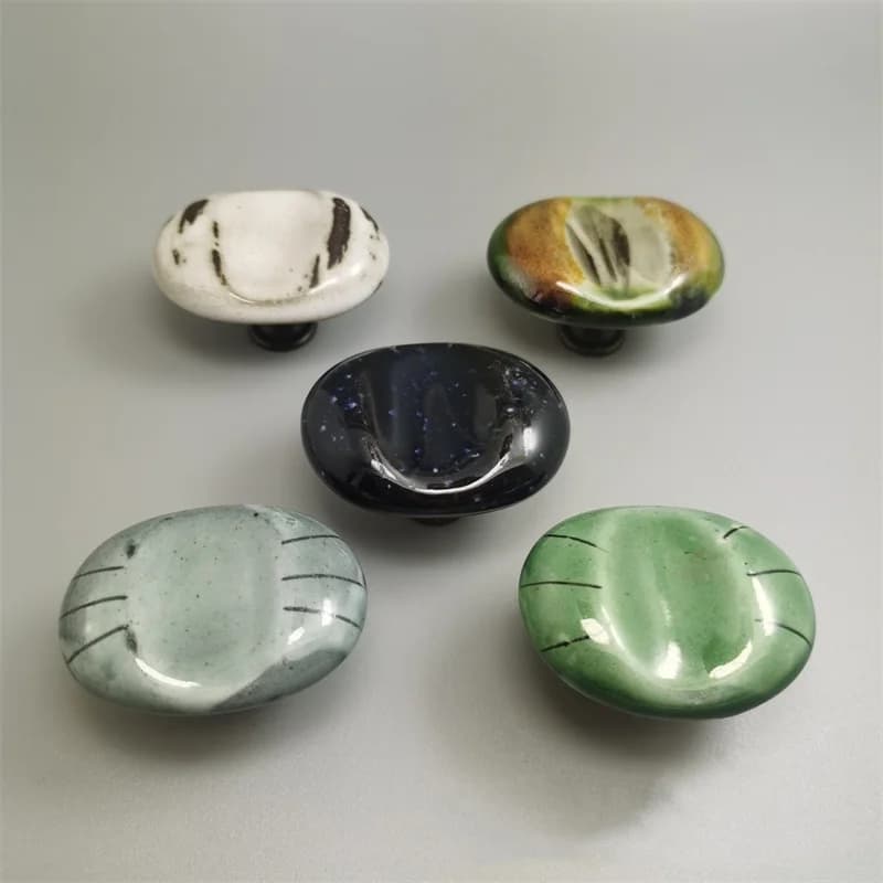Nuova maniglia per porta dell'armadio in ceramica in stile cinese Maniglie per cassetti Armadio fatto a mano Cupbaord Tira Manopole per scarpe da cucina creative