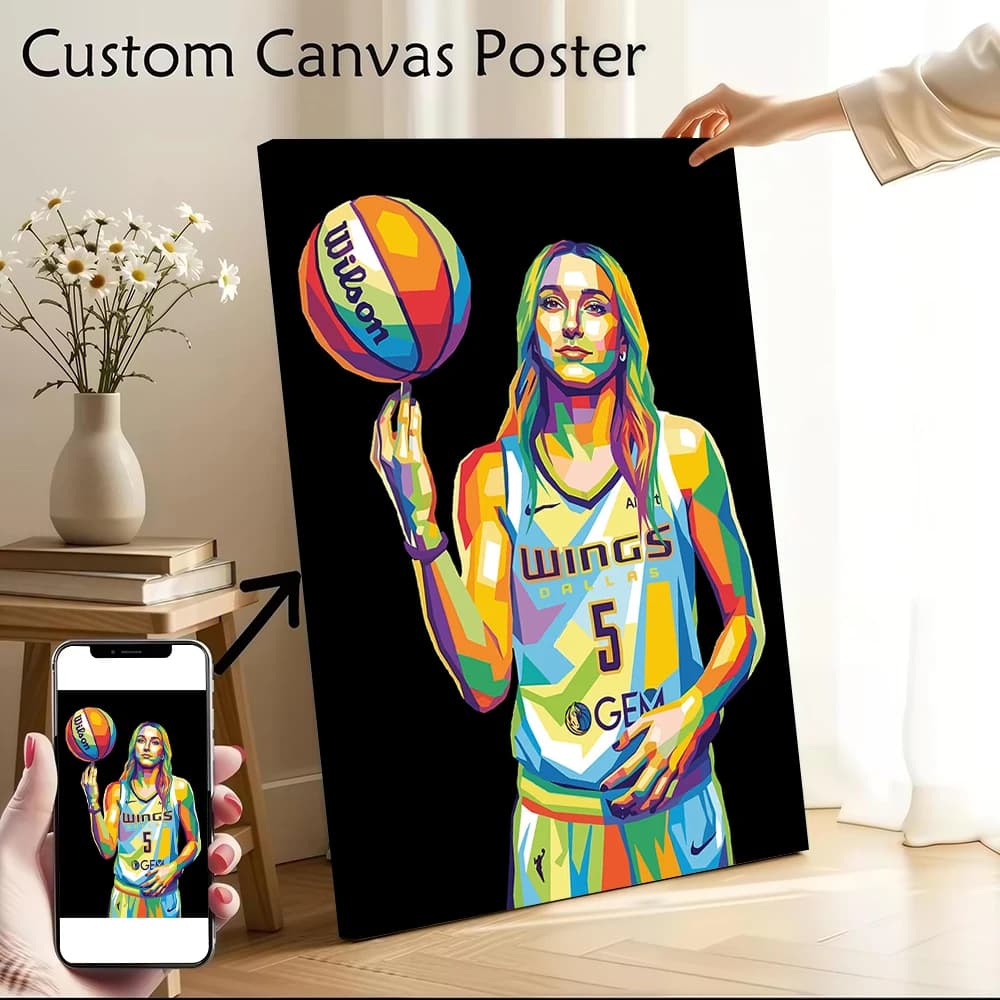 Poster di Paige Bueckers in Stile Pop Art, Dipinto su Tela Personalizzabile per Decorazione Murale e Arredamento Casa