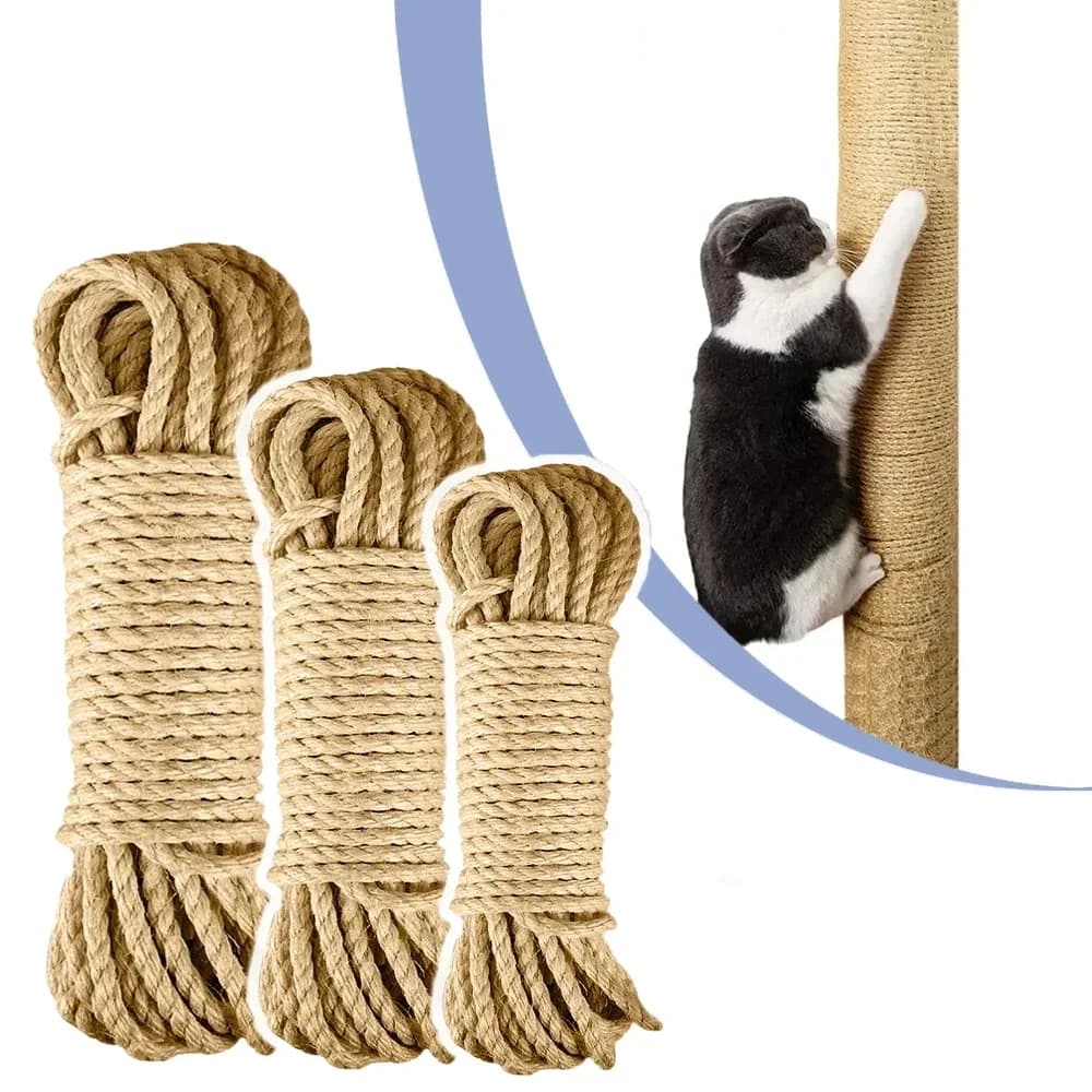 66/164ft Natural Sisal Rope Cat Scratcher Rope Tree Scratching DIY Toy Paw Claw Furniture Protector Scratching Post