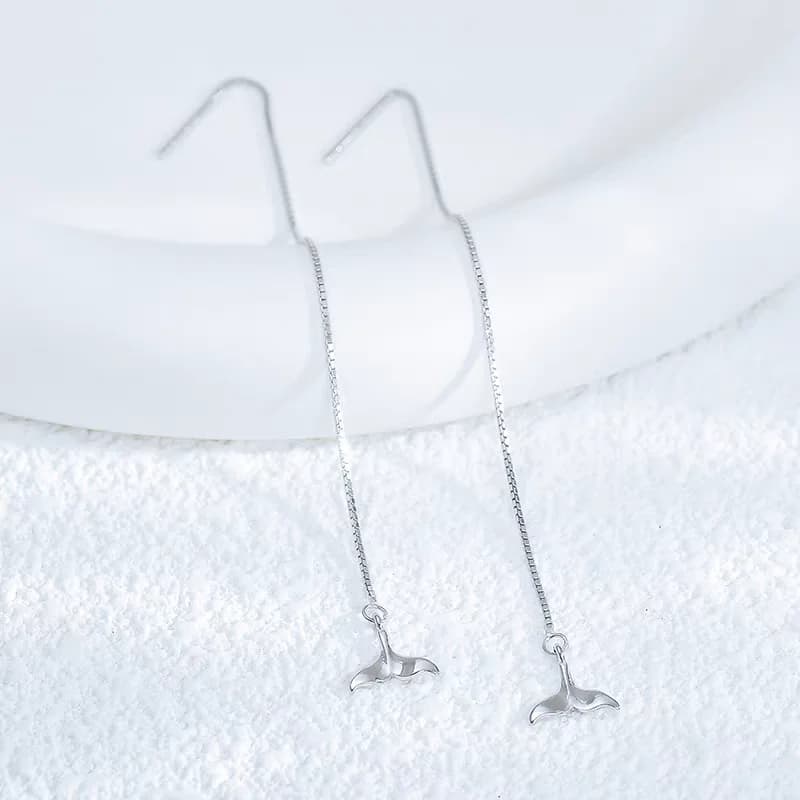 Vendita calda Orecchini a coda di pesce in argento sterling 925 Versione coreana Regalo semplice ed elegante alla moda per orecchini da ragazza per le donne