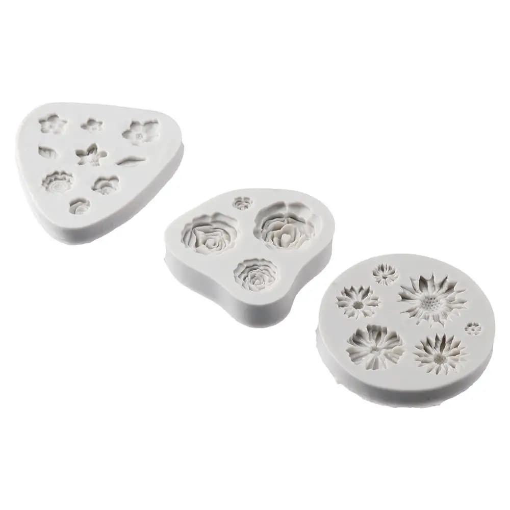 Stampi in argilla da 3 pezzi in miniatura Fiore di rosa Argilla polimerica Margherita Girasole Stampi in silicone Gioielli