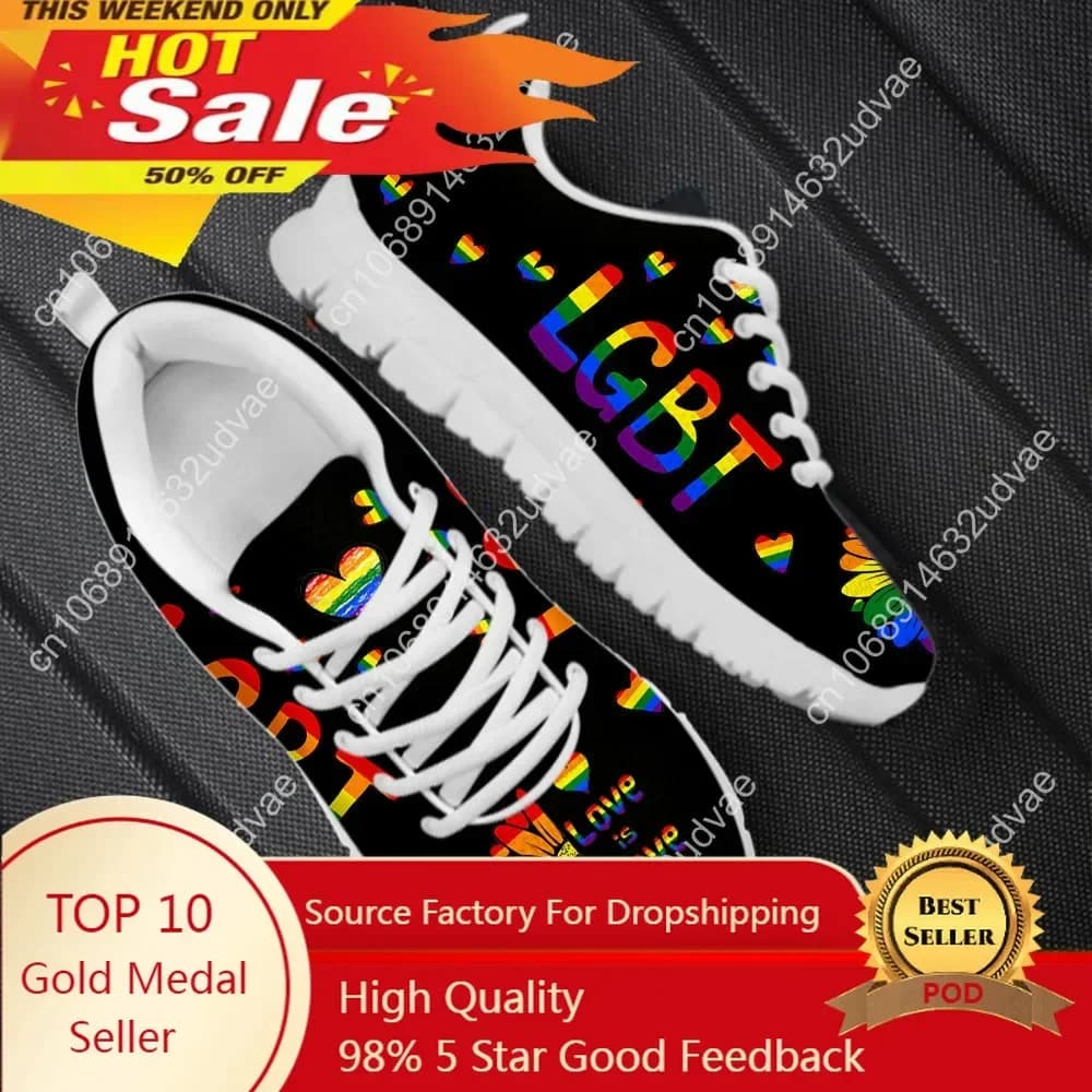 2022 nuove ragazze di stile scarpe basse LGBT sneakers in mesh traspirante con lacci scarpe da corsa da donna stampate con girasole LGBT