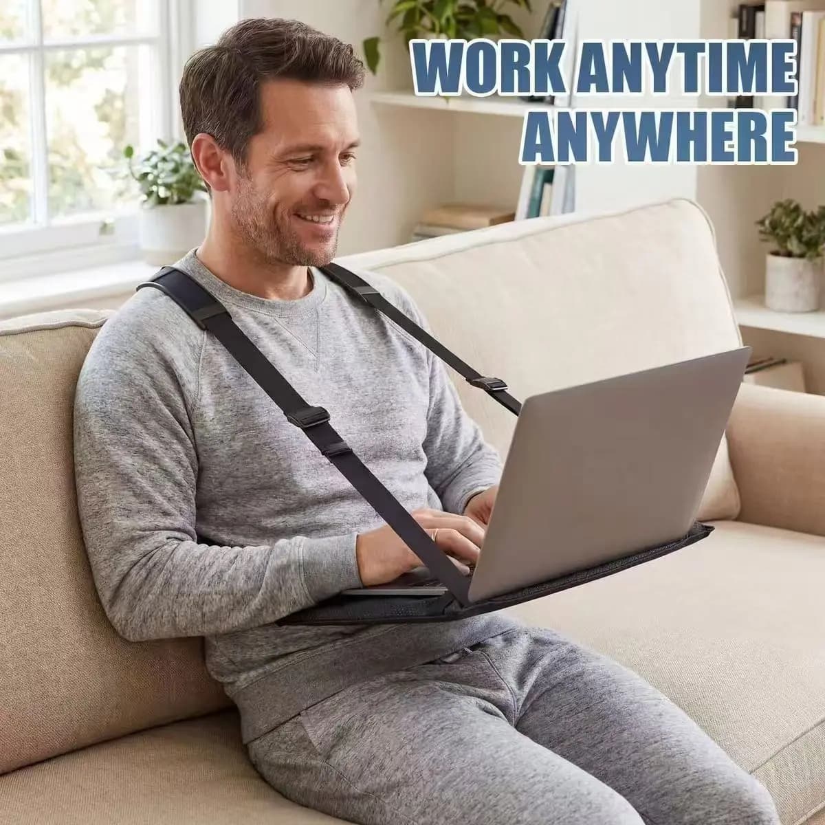 Adjustable Laptop Strap Tray Stand Portable Laptop Stand Hands-Free Mobile Computer Hanging Tray Strap Suitable for Work Drawing