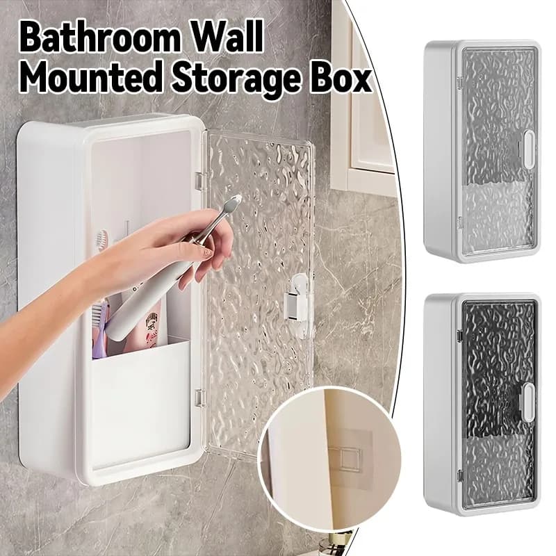 1PC Bathroom Skincare Toothbrush Storage Box Wall Mounted Makeup Brush Storage Rack Waterproof Perfume Cream Jewelry Holder