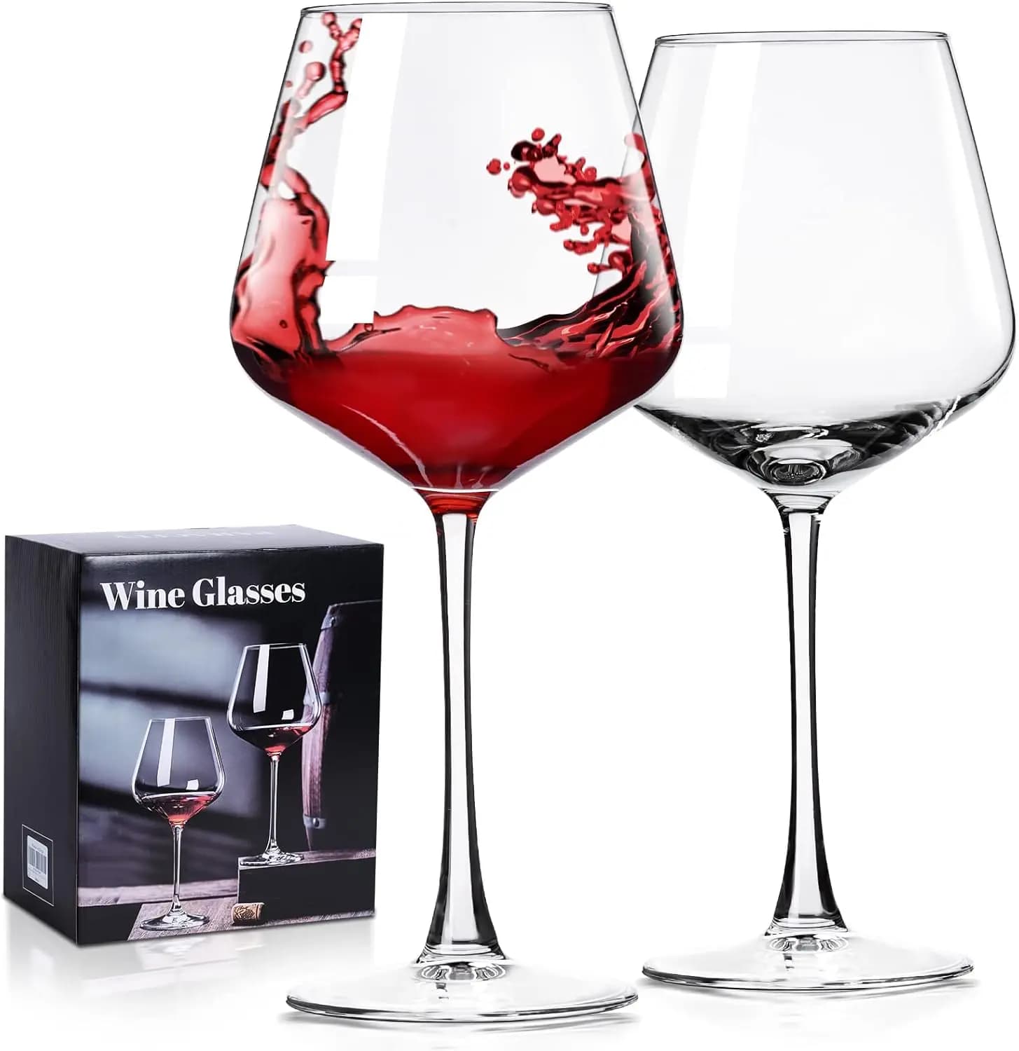 Set di Bicchieri da Vino, Calici Soffiati a Mano per Vino Rosso e Bianco, Bicchieri da Vino Rosso da 16oz per Donne, Uomini, Matrimoni e Compleanni
