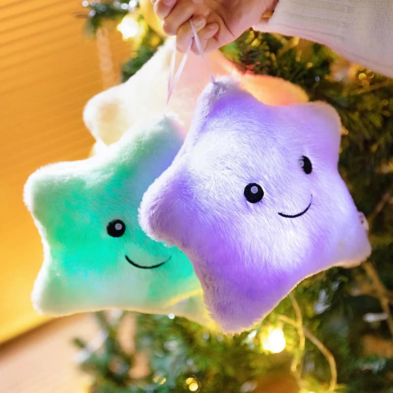 40 cm luminoso stella a cinque punte giocattoli di peluche stella incandescente farcito morbido cuscino per bambole bei regali di Natale di Halloween