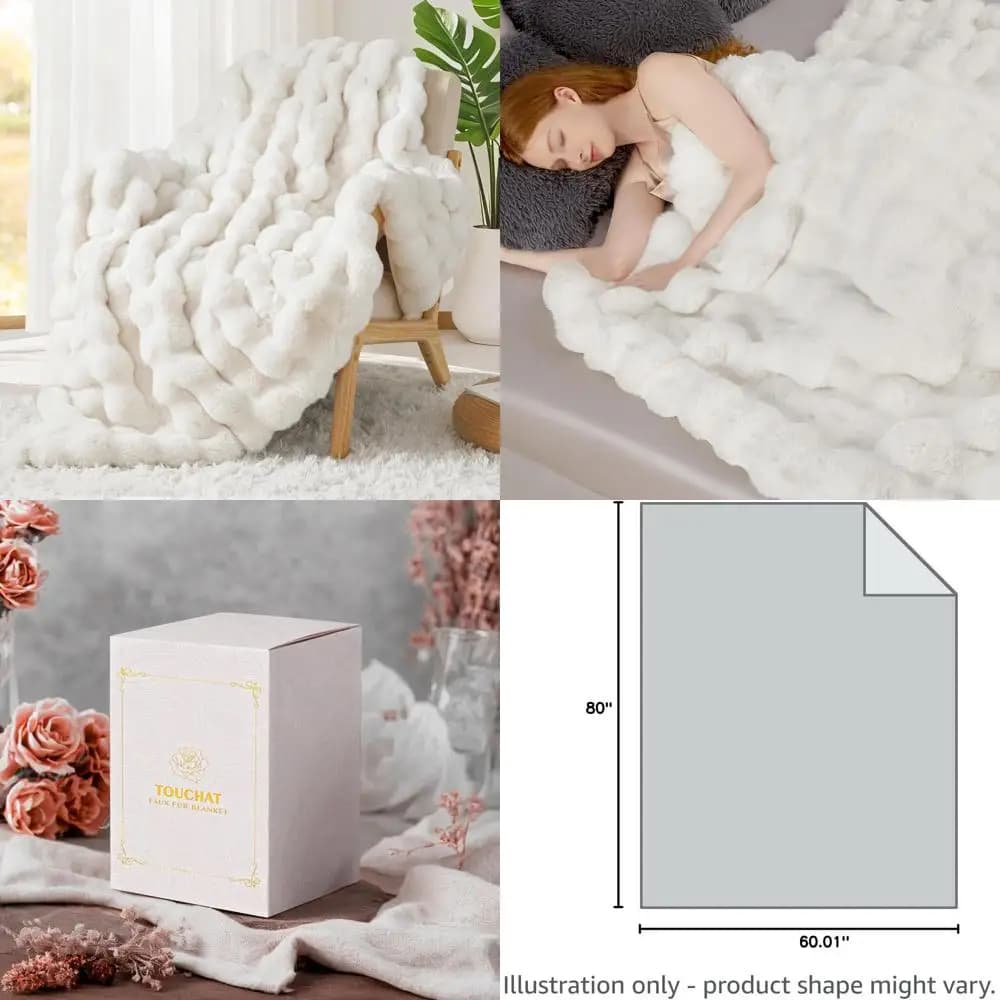 Elegante coperta doppia in pelliccia sintetica di coniglio da 1000 g/m2, fodera accogliente crema beige ultra calda per divano, letto, divano, stile visone in peluche reversibile