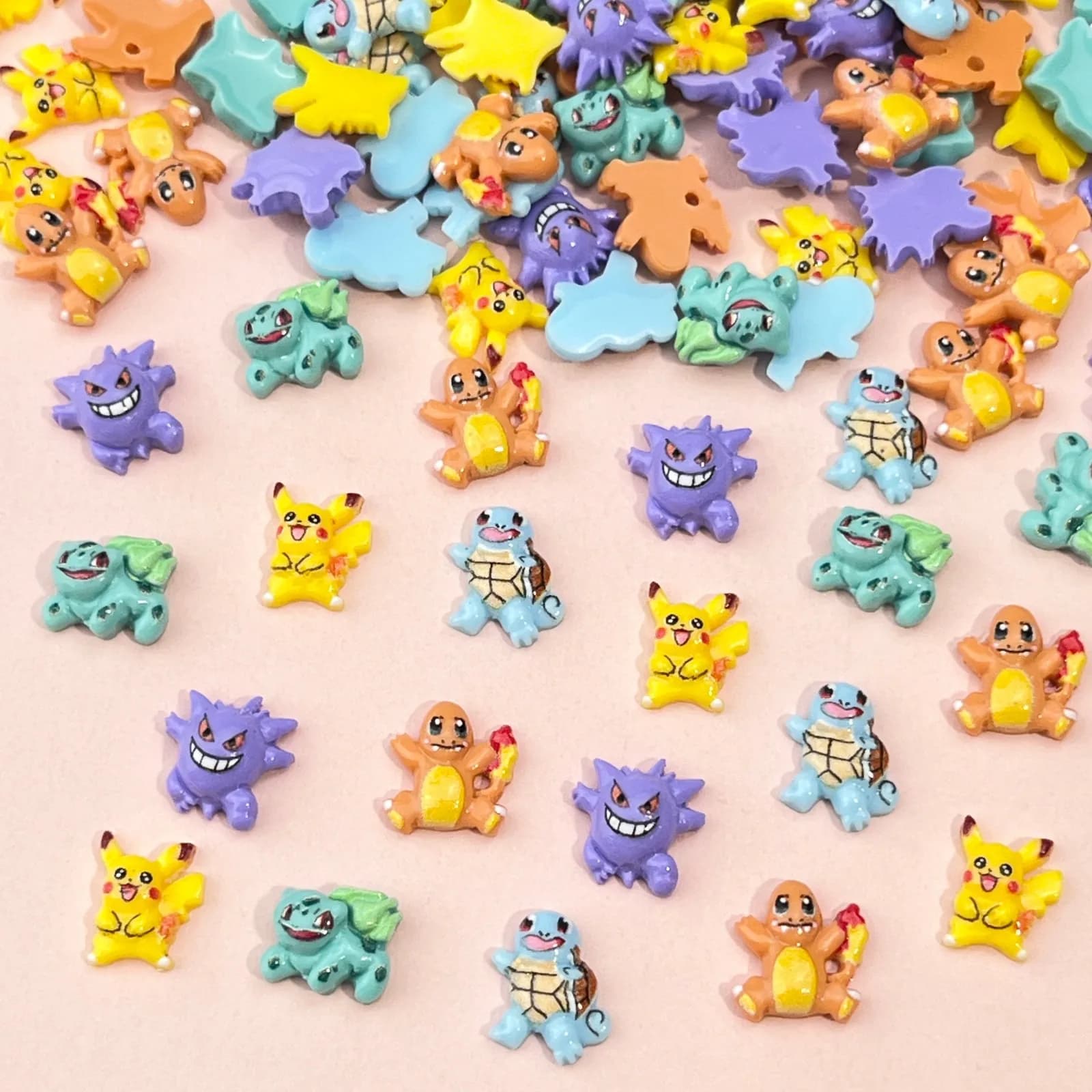 20 pezzi in resina Mini pokemon Pikachu Squirtle Nail charm Art Flatback acrilico Figurine Miniature fai da te Decor Craft