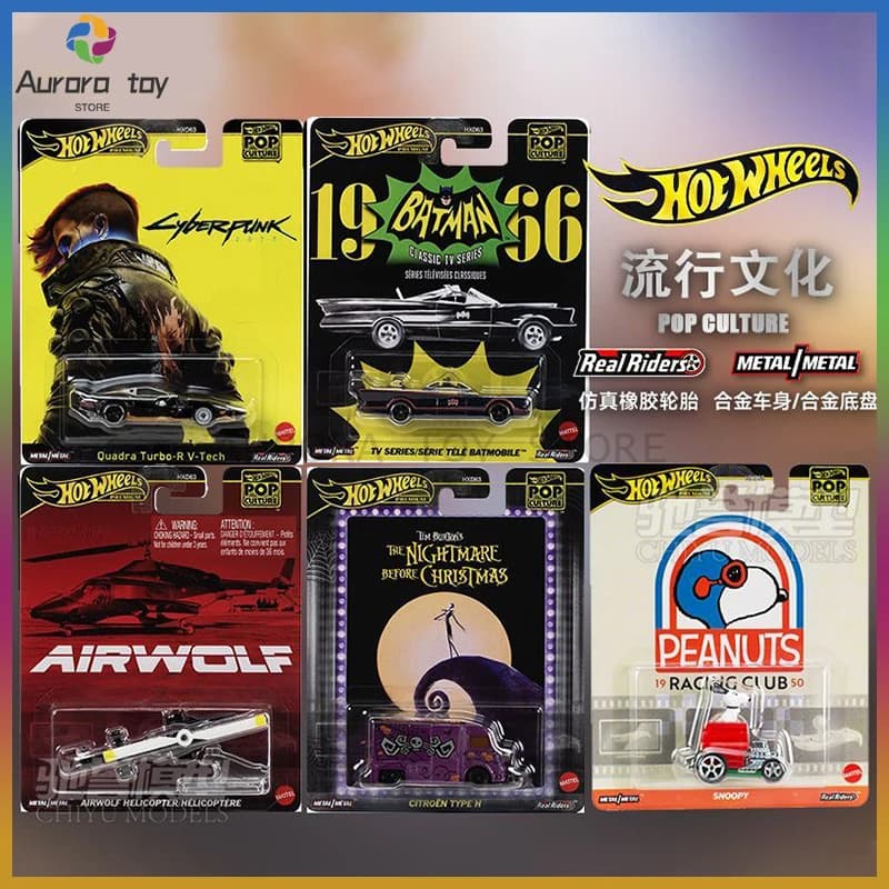 New Hot Wheels Pop Culture Cyberpunk 2077 Snoopy Batman Veicolo 1/64 Pressofuso Auto In Metallo Raccogliere Modello Personalizzato Giocattolo Di Compleanno Regalo