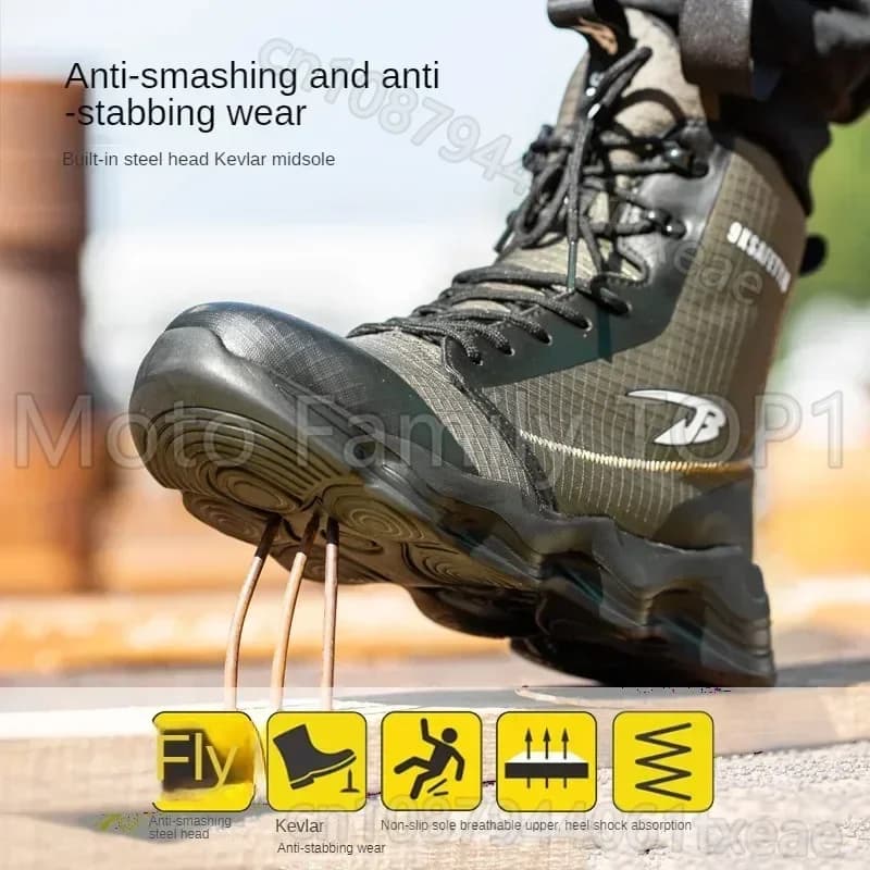 Stivali da equitazione per moto Stivali di sicurezza a tubo alto Stivali da trekking da esterno impermeabili e antiscivolo anti-impatto