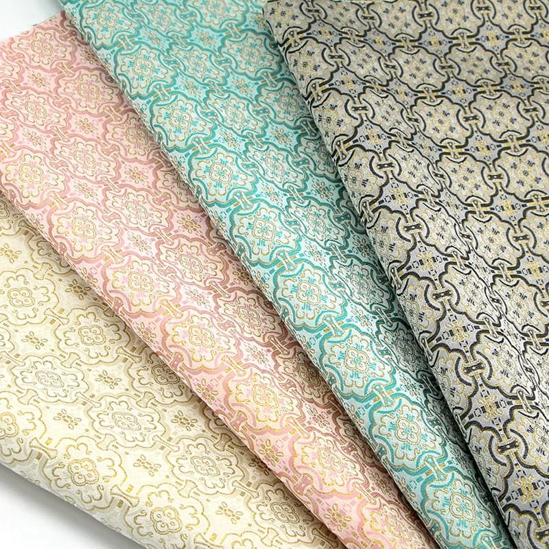 150Cm Wide Gold Thread Polyester Yarn Dyed Jacquard Cloth for Chinese Style Tang Suit Vest Gift Box Decorative Fabric F187