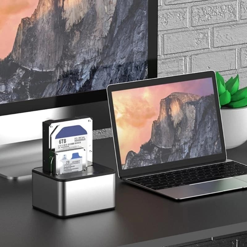 Dual-Bay External- Hard Drive Dock USB3.0 HDD Duplicator-Offline Copy Stand