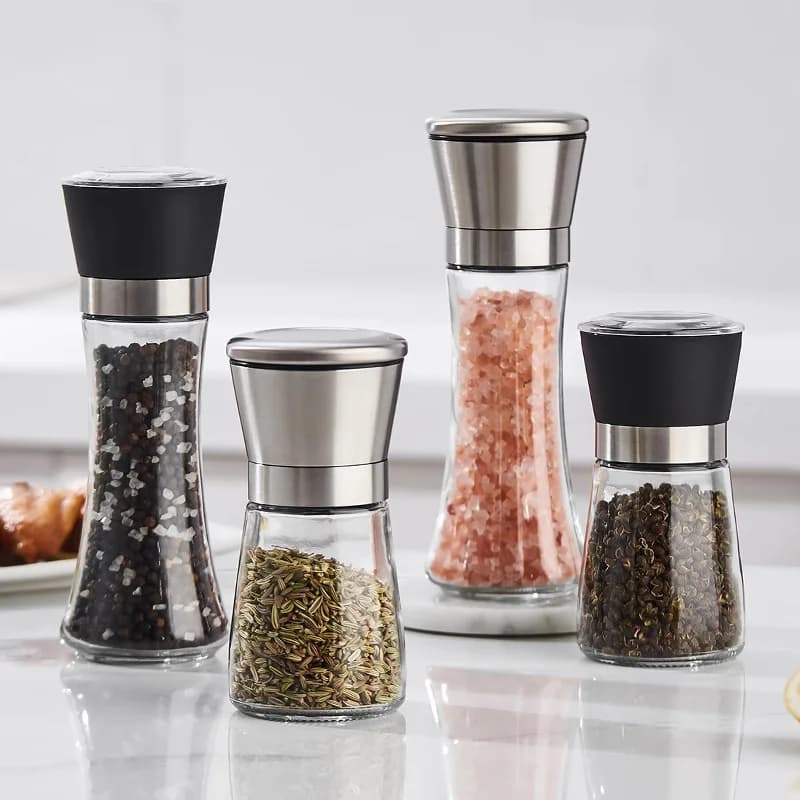 Set Macinapepe Manuale, Bottiglia per Spezie Domestica, Macina Pepe Nero e Bianco, Saliera e Pepiera 180/300ML