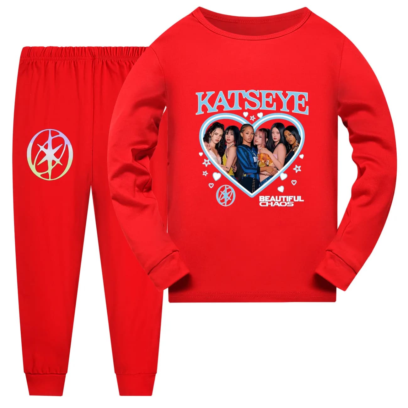 Korean Style KATSEYE Kpop Clothes Kids O-neck Tops Legging 2pcs Set Girls Pajama Sets Boys Long Sleeve Pyjamas Sleepwear Suits