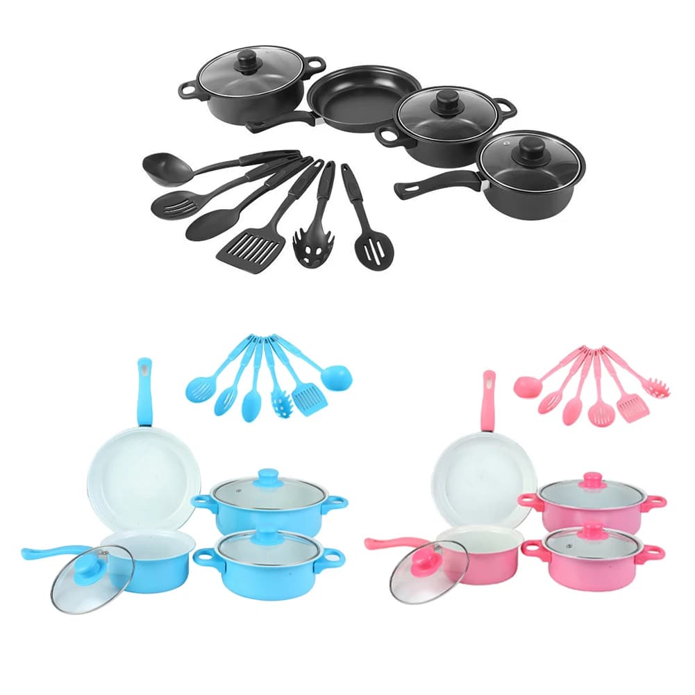 12Pcs Non Stick Cookware Set Cooking Pot with Lid Milk Pot Maifan Stone Frying Pan Stackable Pot Set for All Types of Cooker