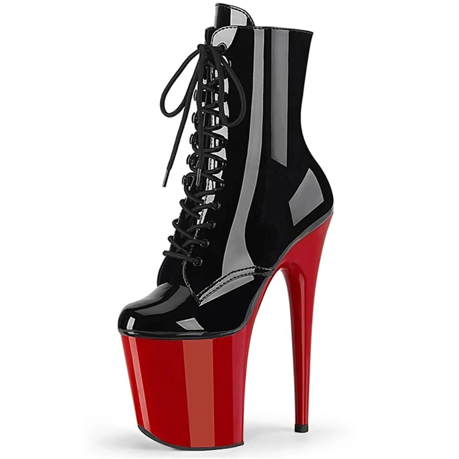Scarpe da pole dance da 20 cm con suola in pelle scamosciata rossa antiscivolo | Tacchi a spillo con plateau spesso per spogliarellista (cuscinetto di supporto per caviglia)