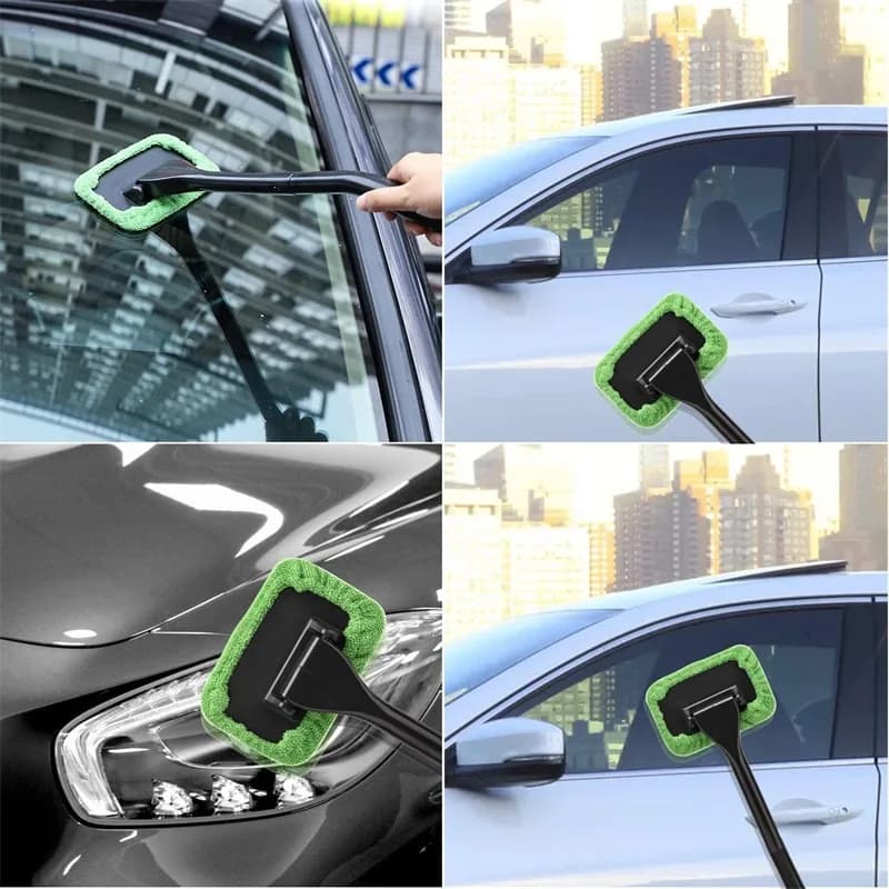 Kit di spazzole per la pulizia dei vetri dell'auto strumento di lavaggio per la pulizia del parabrezza all'interno del tergicristallo automatico per interni con accessori per Auto con manico lungo