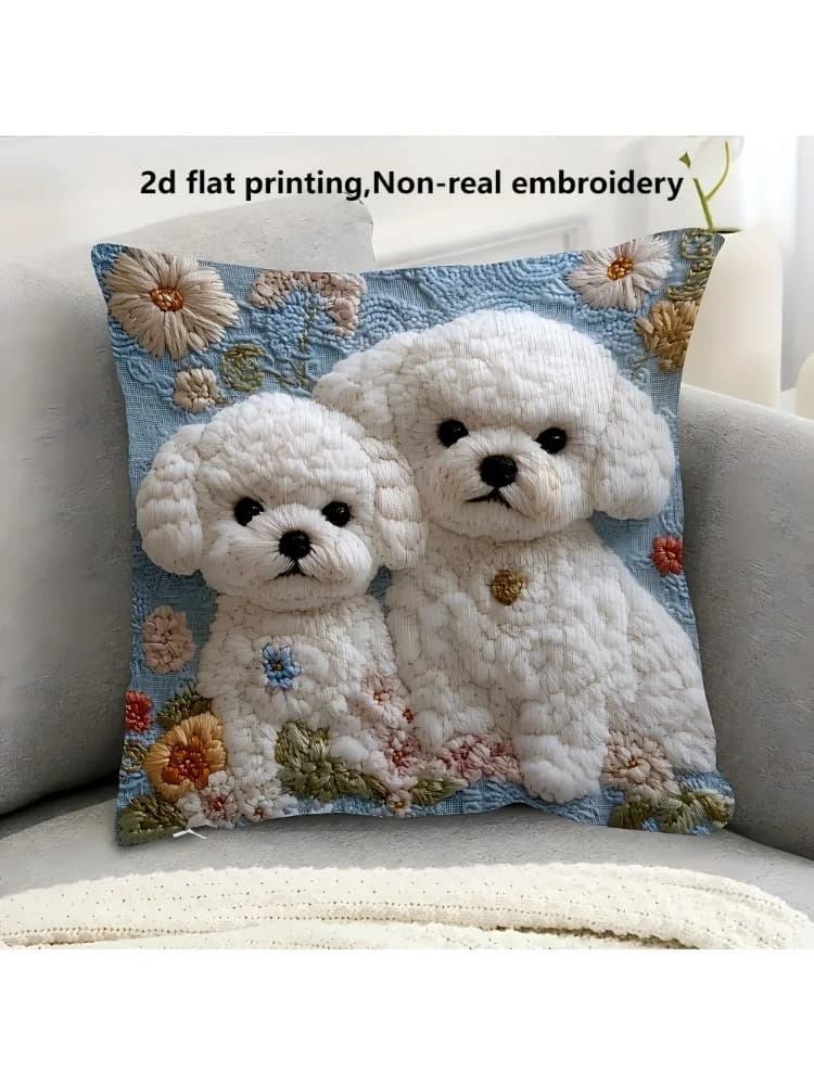 1 federa per cuscino con simpatico cane Bichon Frise, stampa 2D su entrambi i lati, in morbido poliestere, per decorazioni casa, divano, camera da letto, auto