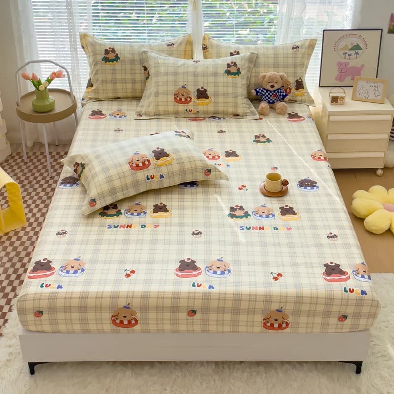 MissDeer Bed linen with cotton corners 100% Animated cardboard bed Delicate linen on the skin Bed linen for the illuminated couvre house (Pillowcasae Need Order)
