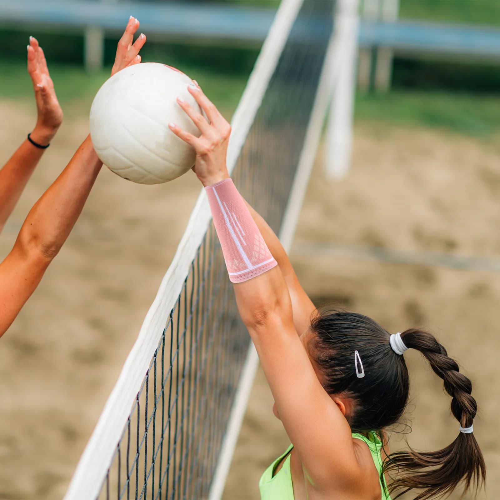 1 Paio di Protezioni per Polsi Sportive, Maniche per Pallavolo da Donna, Supporto Compressivo Leggero e Traspirante per Lesioni
