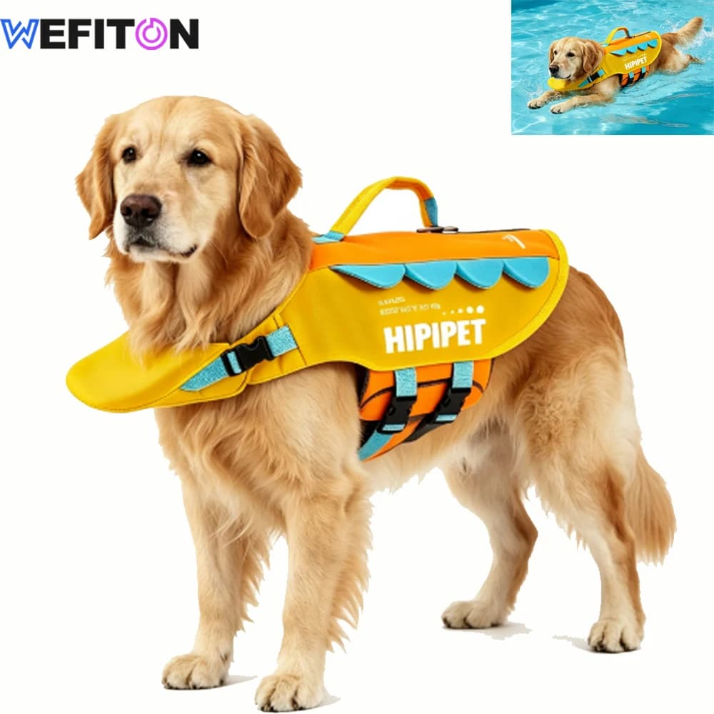1PCS Anby Splash Dog Life Jacket, Life Vest, Max Buoyancy, Adjustable Fit, Head/Neck Support, Rescue Handle, Swimming & Boating