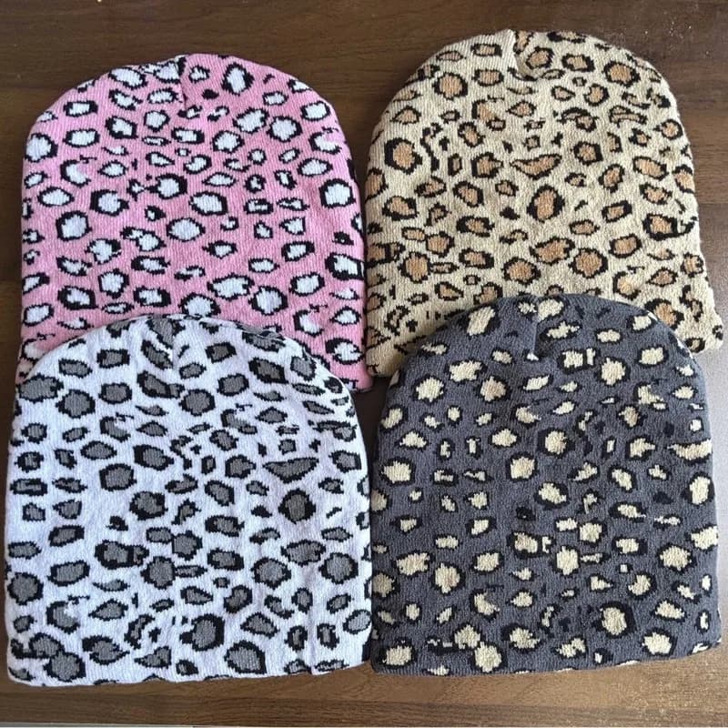 European and American thickened warm sports trendy cool elastic autumn and winter travel leopard print jacquard fashion